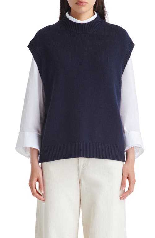 Shop Twp Merritt Mock Neck Cashmere Sweater Vest In Midnight