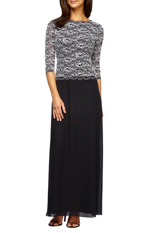 ALEX EVENINGS ALEX EVENINGS MOCK TWO-PIECE A-LINE GOWN