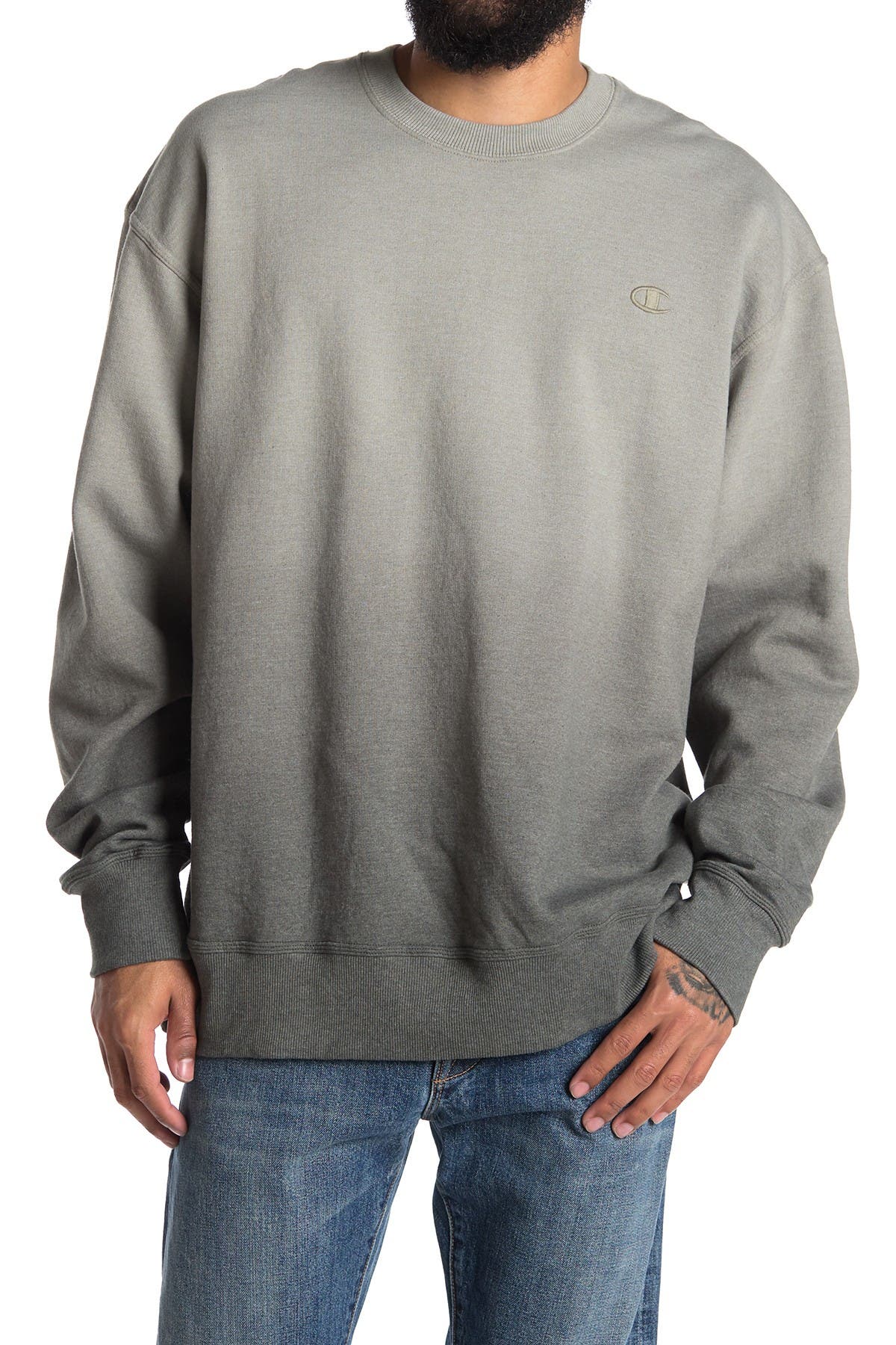 Champion Powerblend Ombre Crew Neck Pullover In Ombre Army