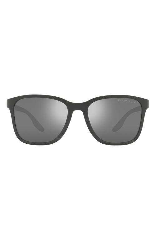 57mm Polarized Sunglasses in Grey Rubber/dark Grey Sivler