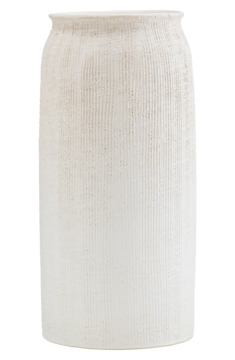 Ceramic 13-Inch Ridged Vase