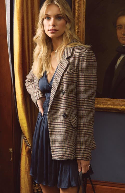 Belle & Bloom Piccadilly Wool Blend Plaid Blazer In Oat