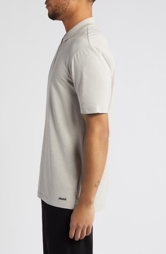 Shop Hugo Dekok Zip Polo In Light Grey