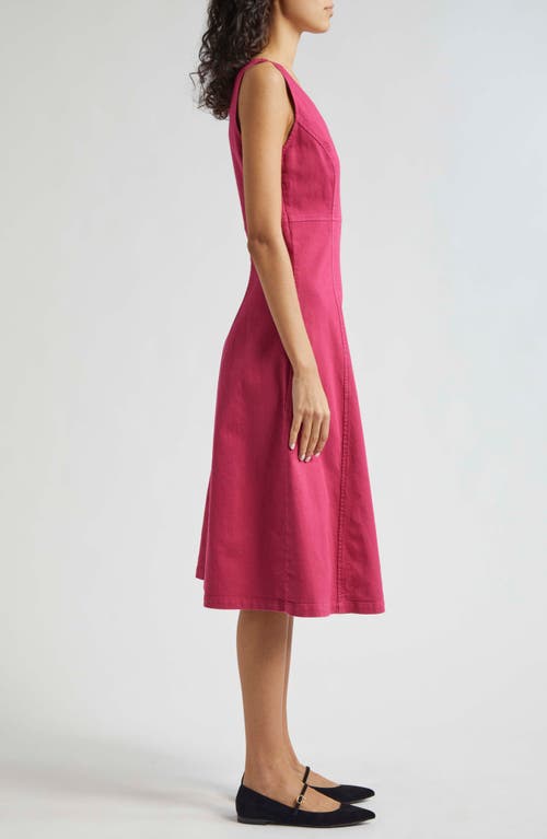 Shop Emporio Armani Sleeveless Denim Midi Dress In Raspberry