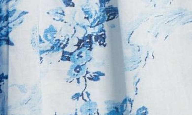 Shop Erdem Floral Print Full Midi Skirt In Antique Print Blue