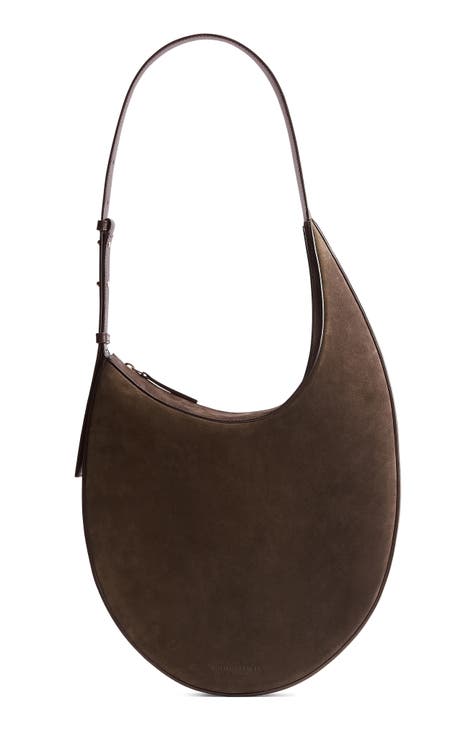 Genuine Leather Hobo Bag With Regulated Handle Mat Leather 
