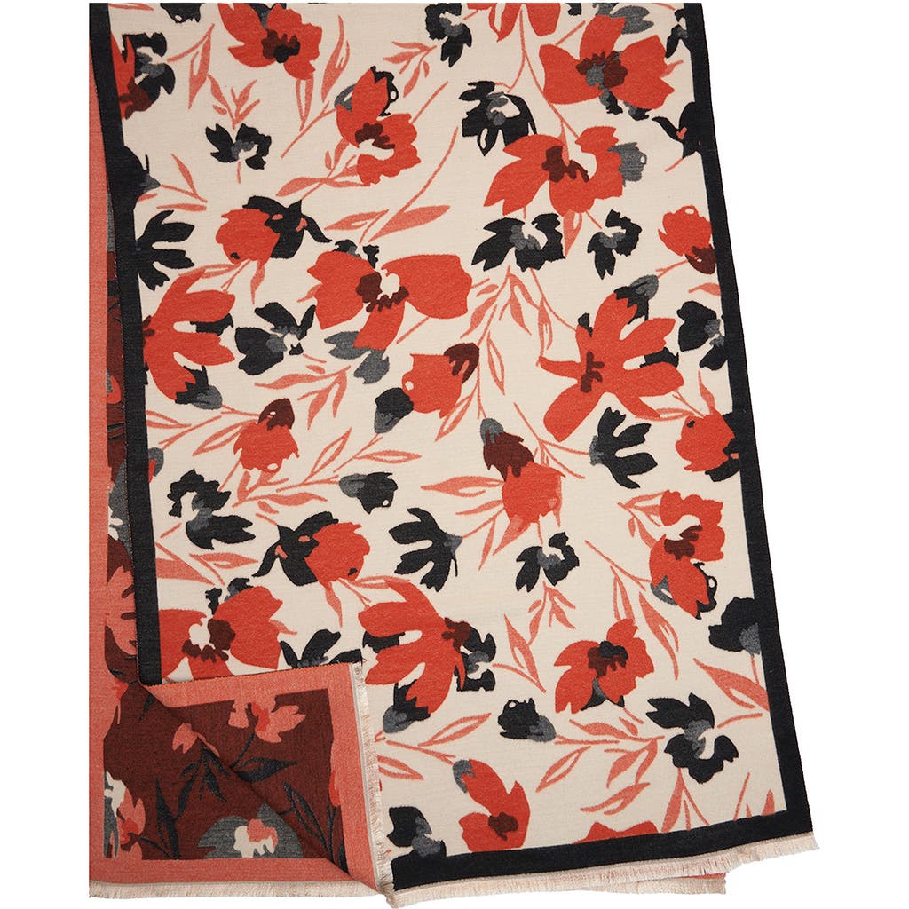 Saachi Floral Reversible Scarf In Orange