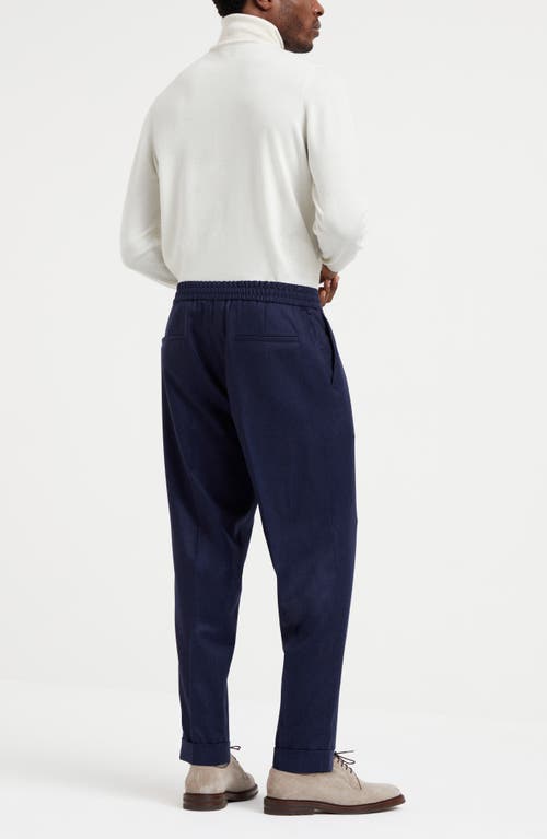 Shop Brunello Cucinelli Virgin Wool Flannel Trousers In Marine