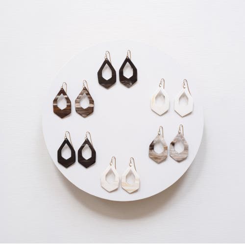 Shop Maadili Collective Hex Deco Drop Earrings In Black