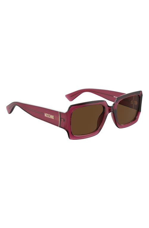 Shop Moschino 53mm Rectangular Sunglasses In Red/brown