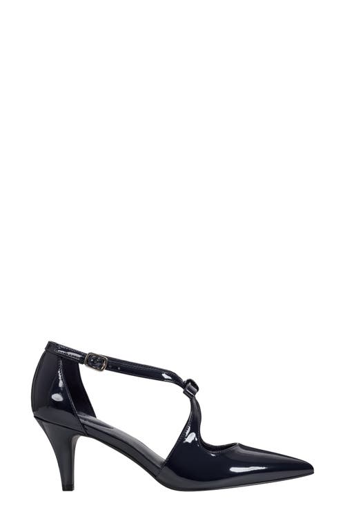 Bandolino Zeffer Kitten Heel Pump In Dark Blue Shiny