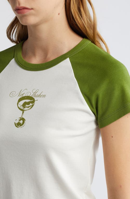 Shop Daydreamer Not Shaken Crop Cotton Graphic T-shirt In Olive Green Combo