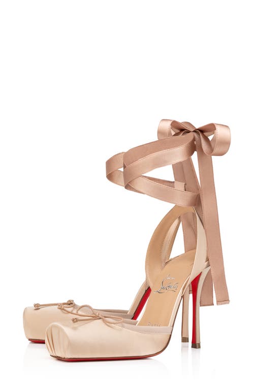 Shop Christian Louboutin Cassia Lace-up Slingback Pump In Blush/lin Blush