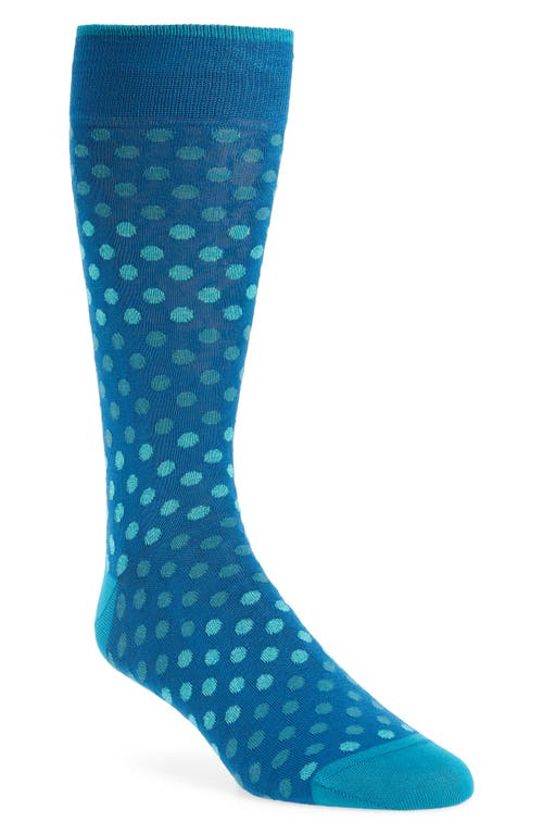 Shop Bugatchi Dot Pattern Cotton Blend Dress Socks In Peacock