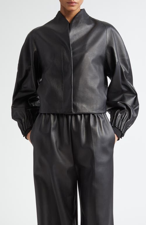 Shop Fforme Aram Raglan Sleeve Leather Jacket In Black