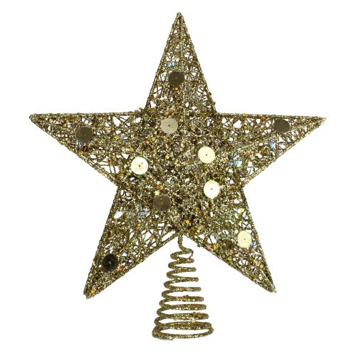 Northlight 11.5" Pre-lit Gold Glittered Star Christmas Tree Topper In Gold