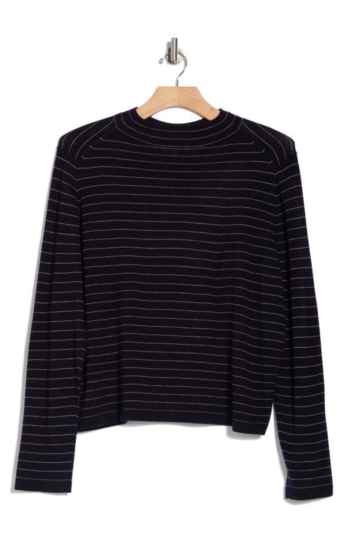 Vince Merino Wool Boat Neck High Low Sweater In Deep Lapis/heather Chamois