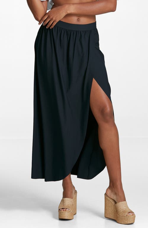 Commando Side Slit Maxi Skirt In Black