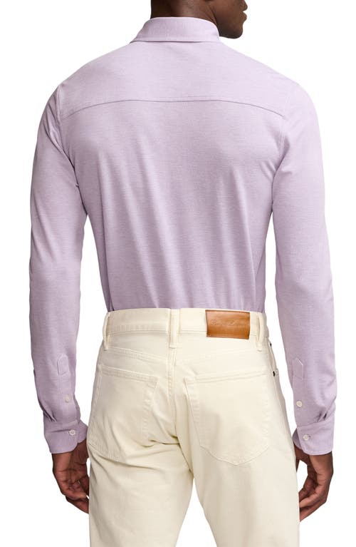 Shop Ralph Lauren Purple Label Heathered Cotton Piqué Button-up Shirt In Lavender Melange