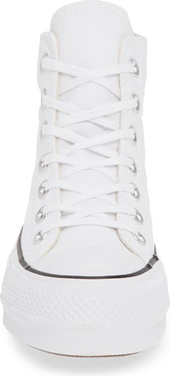 Converse Chuck Taylor All Star Lift Timeless White Embroidery High Top  Platform Shoes