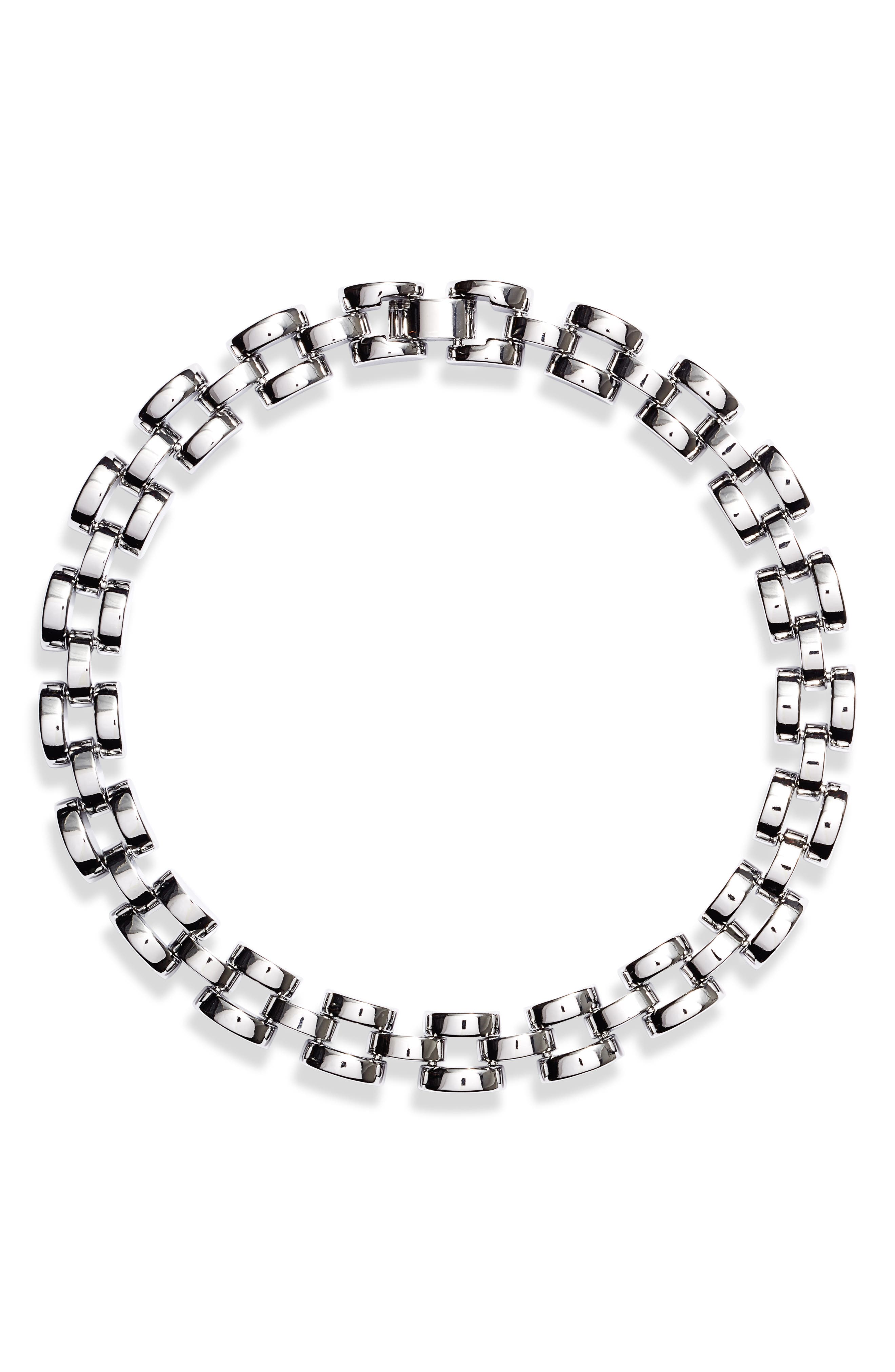 Kate Spade Plated Brass Chain Statement Necklace In Silver
