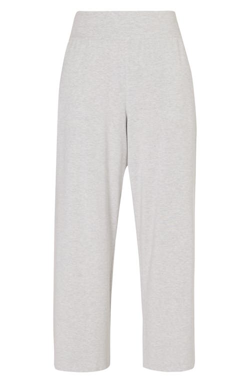 Shop Sweaty Betty Stretch Modal Knit Wide Leg Pants In Light Grey Marl