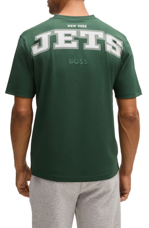 Shop Hugo Boss Boss X Nfl Stretch Cotton Graphic T-shirt In New York Jets - Green