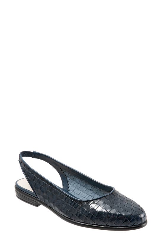 Trotters Lucy Slingback Flat In Navy Leather