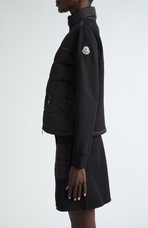 Moncler Mixed Media Down Puffer Jacket In Black
