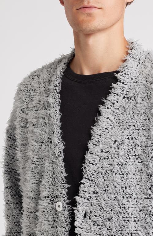 Shop Krost Fuzzy Jacquard Cardigan In Glacier Gray