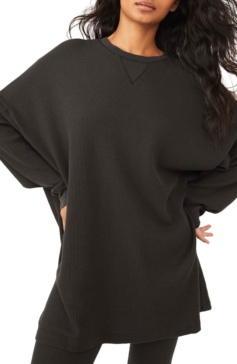 FREE PEOPLE Early Night Cotton Thermal Top, Main, color, WASHED BLACK