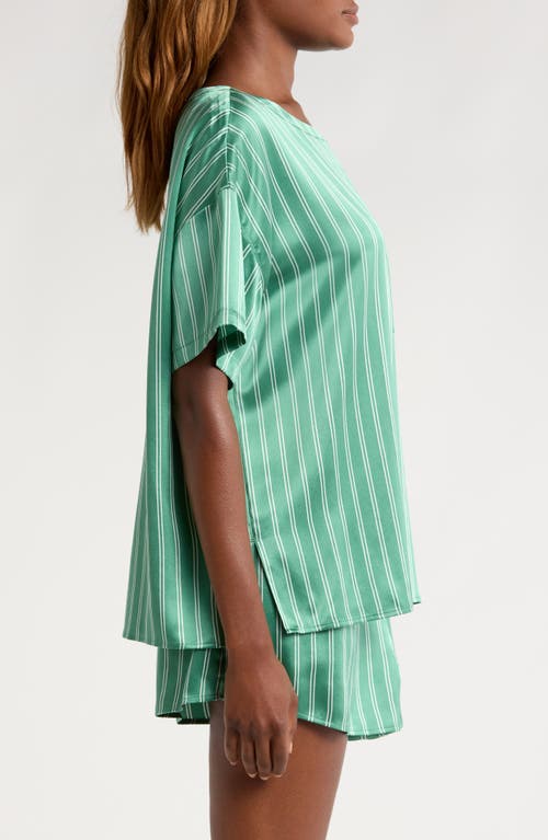 Lunya Washable Silk Tee Shorts Set Serenity Stripe In Serenity Stripe