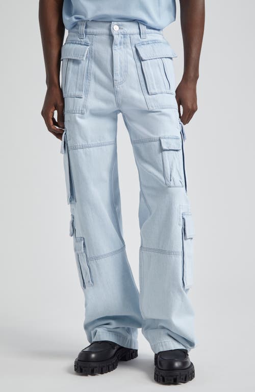 Versace Nonstretch Denim Cargo Jeans Id700 Light Blue Ice at Nordstrom,