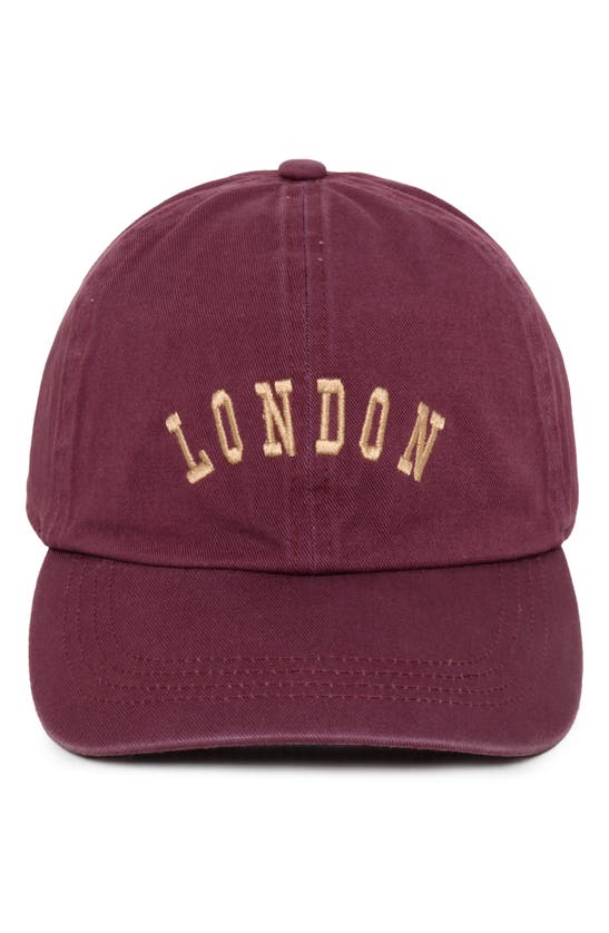 Shop David & Young London Embroidered Cotton Baseball Cap In Burgundy
