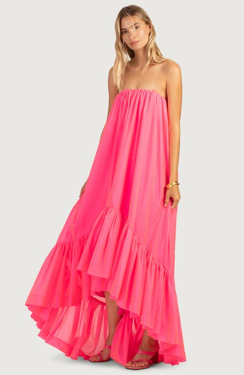 Shop Trina Turk Enchant Ruffle Strapless High/low Maxi Dress In Papillon Pink