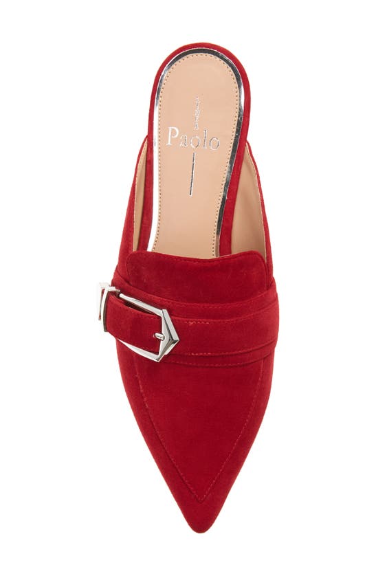 Shop Linea Paolo Ace Buckle Pointed Toe Mule In Red Suede