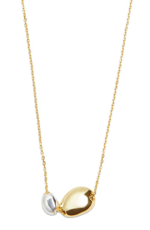 Shop Argento Vivo Sterling Silver Bean Pendant Necklace In Gold/silver