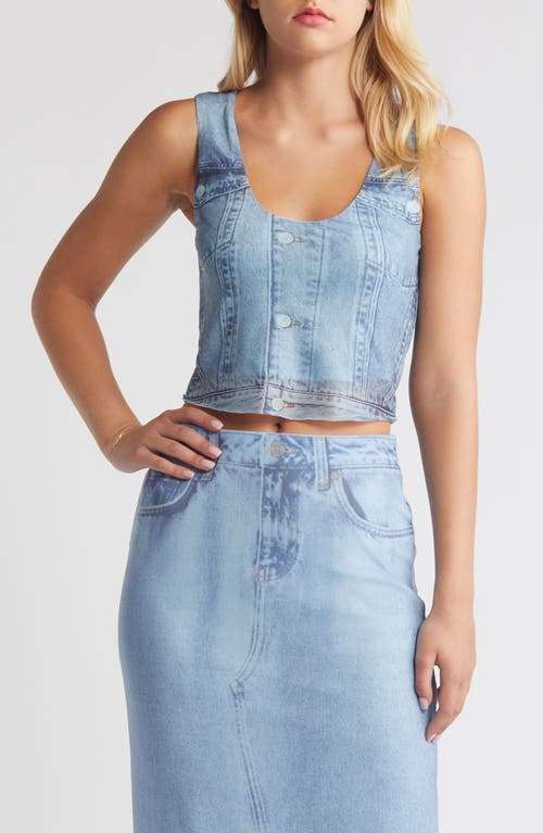 Denise Crop Tank Top in Light Blue Aopdenise Print