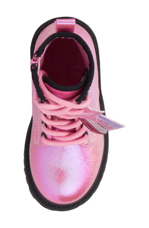 Olivia Miller Kids' Crystal Sky Metallic Combat Boot In Pink