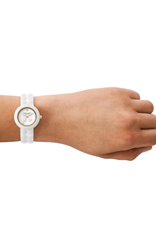 Shop Kate Spade Mini Park Row Silicone Strap Watch, 28mm In White