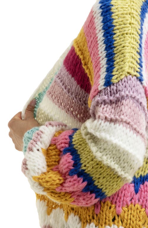 Saachi Rainbow Bubble Cardigan In Pink Multi