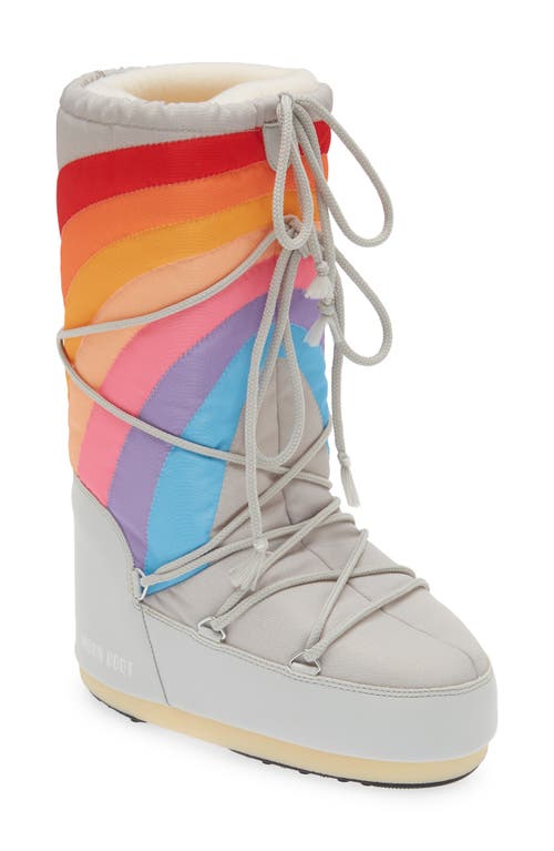 Kids' Rainbow Print Icon Water Repellent Moon Boot Glacier/Blue-Red at Nordstrom, Eu