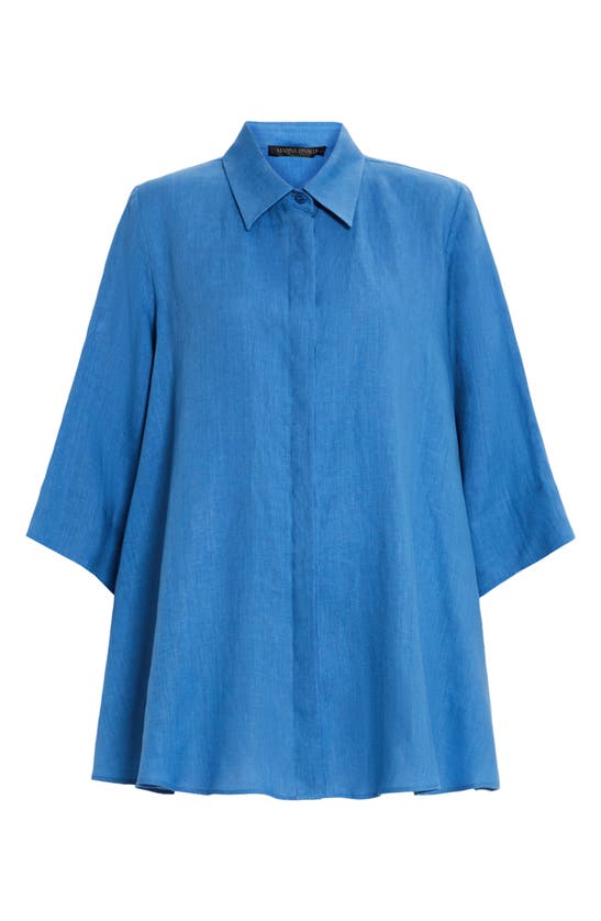 Shop Marina Rinaldi Afone Linen Shirt In Avio