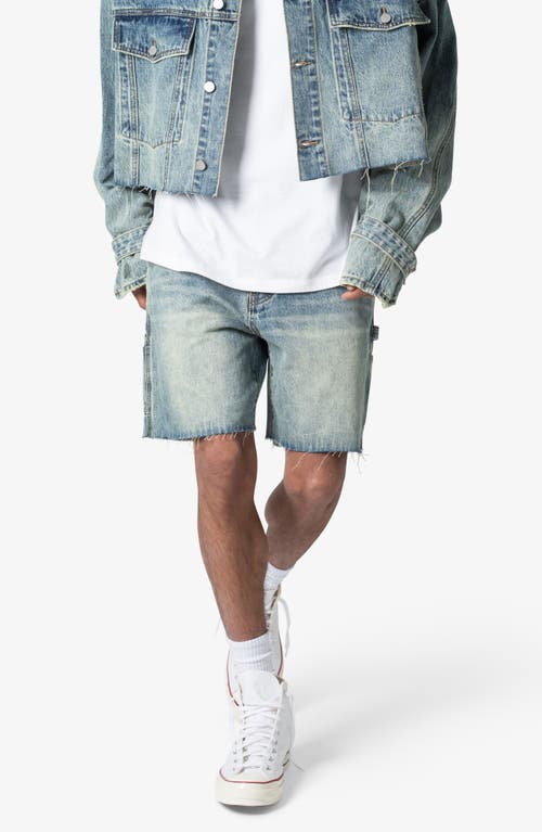 Shop Mnml Frayed Nonstretch Denim Carpenter Shorts In Blue