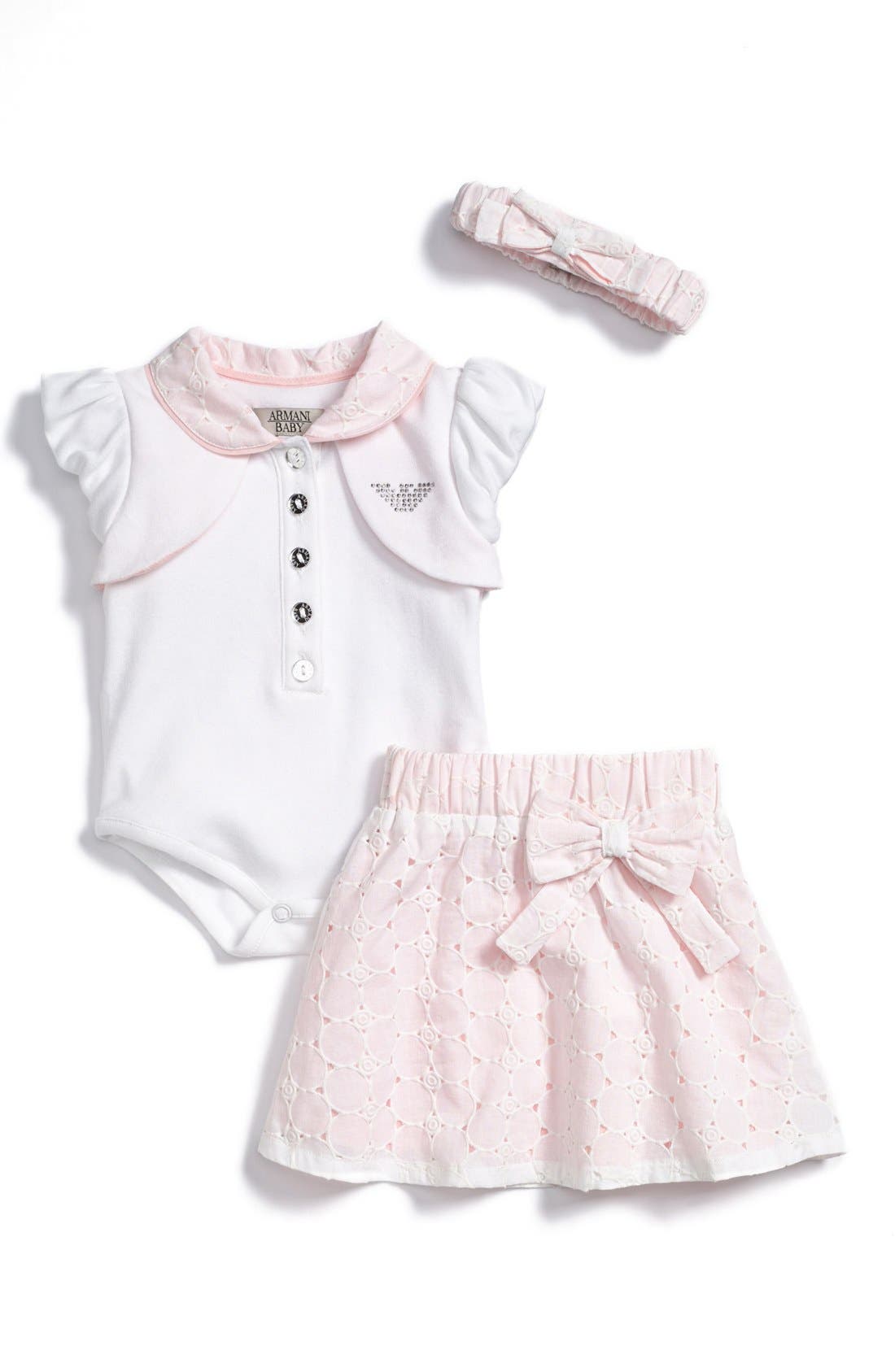 Armani Junior Bodysuit, Skirt & Headband Set (Baby Girls) Nordstrom
