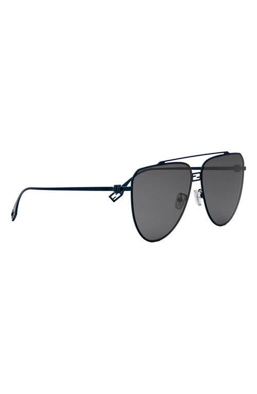 Shop Fendi ' Baguette 59mm Pilot Sunglasses In Shiny Blue/smoke
