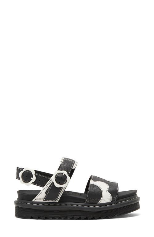 Dr. Martens' Dr. Martens Voss Mono Floral Slingback Sandal In Black/white Pisa