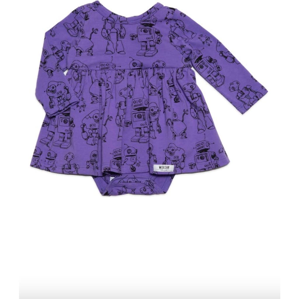 Worthy Threads Printed Long Sleeve Bubble Romper In Robots