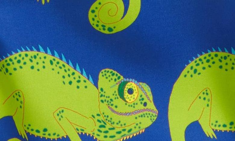 Shop Mini Boden Kids' Print Swim Trunks In Blue Heron Chameleon