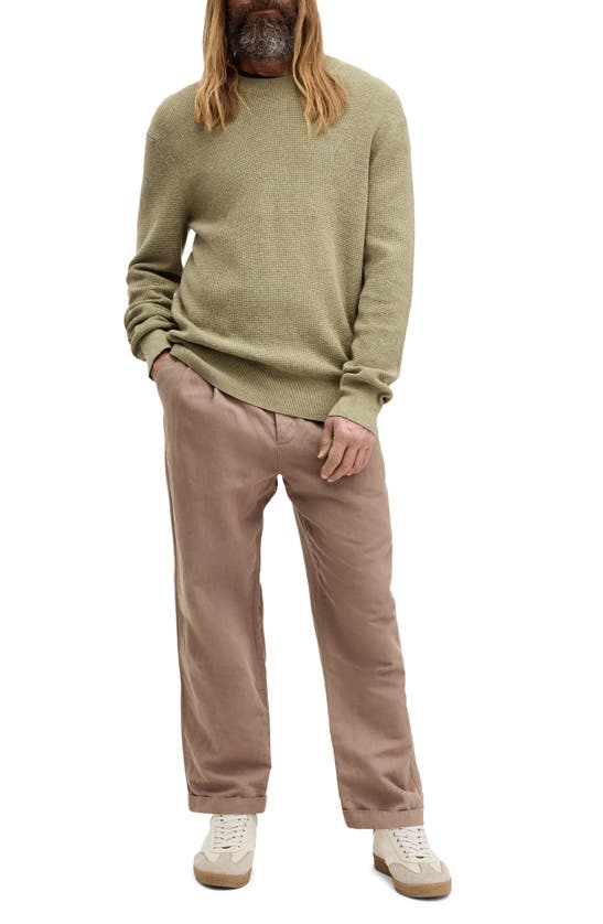 Shop Allsaints Thermal Cotton & Wool Crewneck Sweater In Herb Green